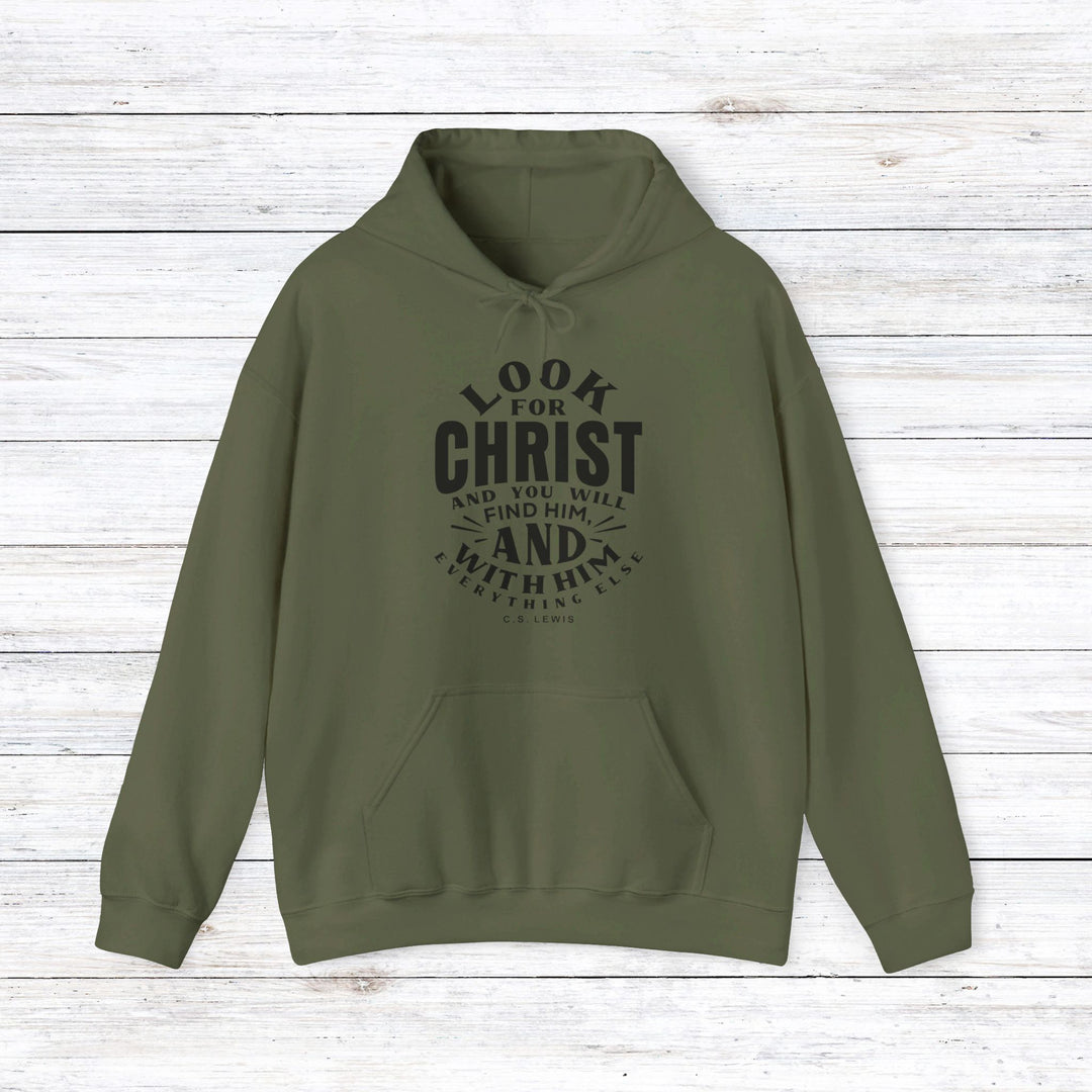 C.S. Lewis Look For Christ Hoodie Hoodie Military Green S