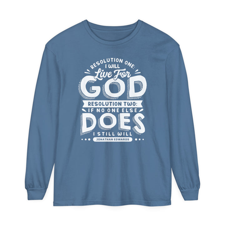 Jonathan Edwards Live For God Long Sleeve Shirt Long-sleeve Blue Jean S