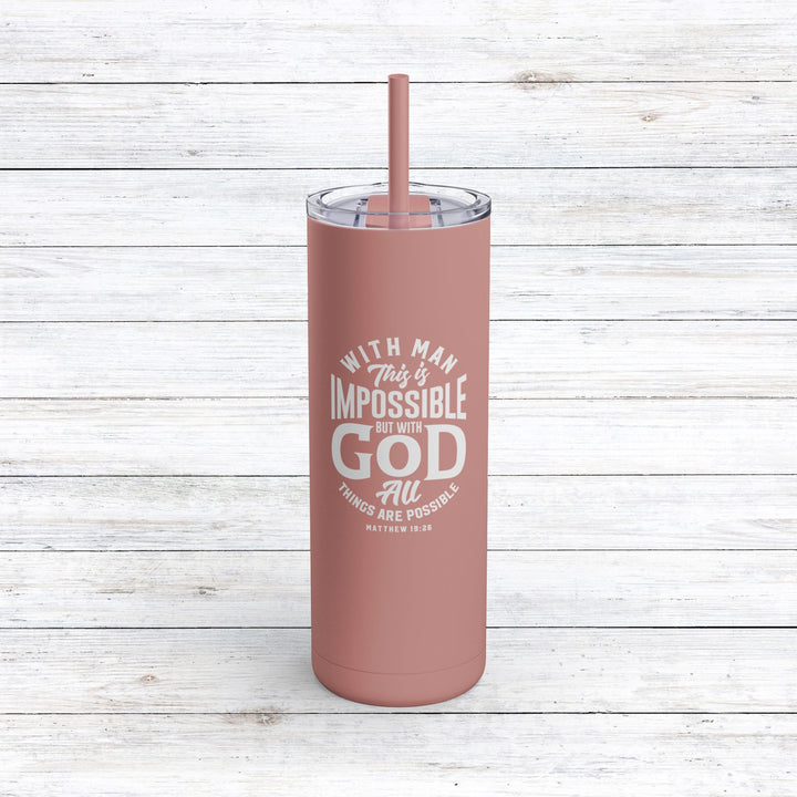 Christian Tumbler All Things Possible Mug Dusty Rose 20oz Matte