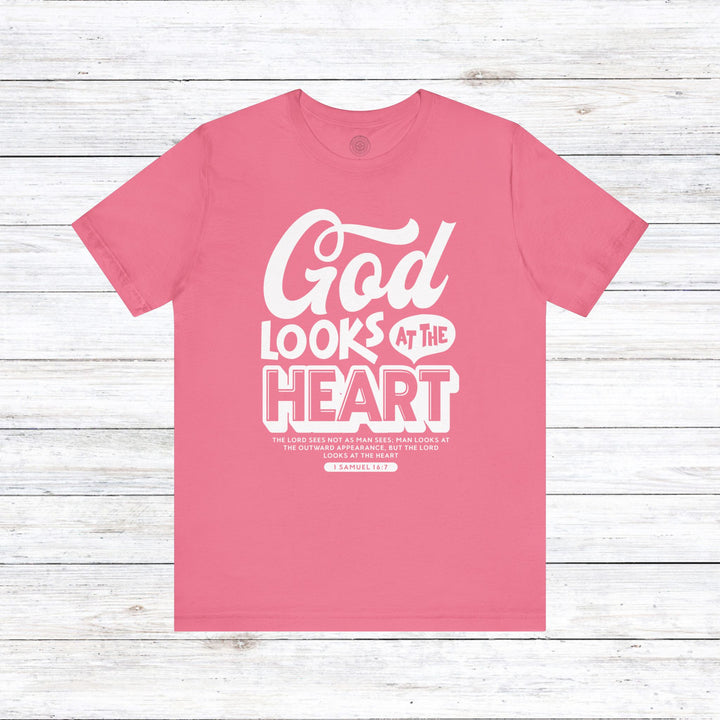 God Looks At The Heart Unisex T-Shirt T-Shirt Charity Pink S 