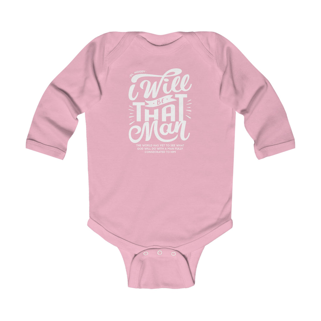 D.L. Moody's I WIll Be That Man Infant Long Sleeve Bodysuit Kids clothes Pink NB (0-3M)