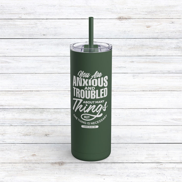 Christian Tumbler Anxious And Troubled Mug Pine Needle 20oz Matte