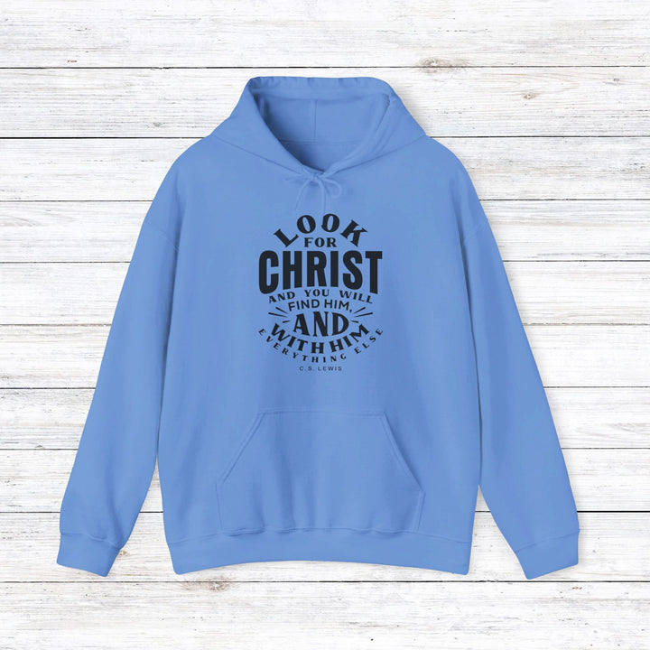 C.S. Lewis Look For Christ Hoodie Hoodie Carolina Blue S