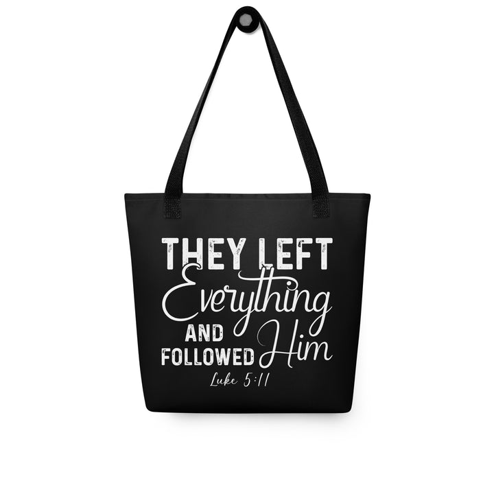 Christian Tote Bag Left Everything Script Black Tote Bags   