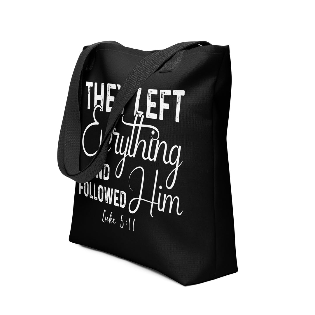 Christian Tote Bag Left Everything Script Black Tote Bags   