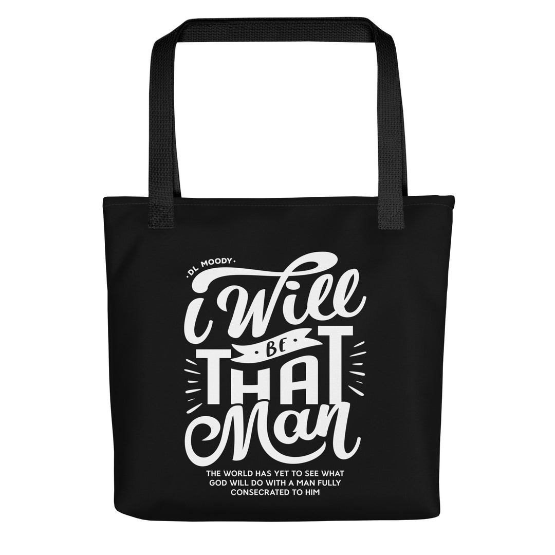 Christian Tote Bag D.L. Moody's I Will Be That Man Black Tote Bags Default Title