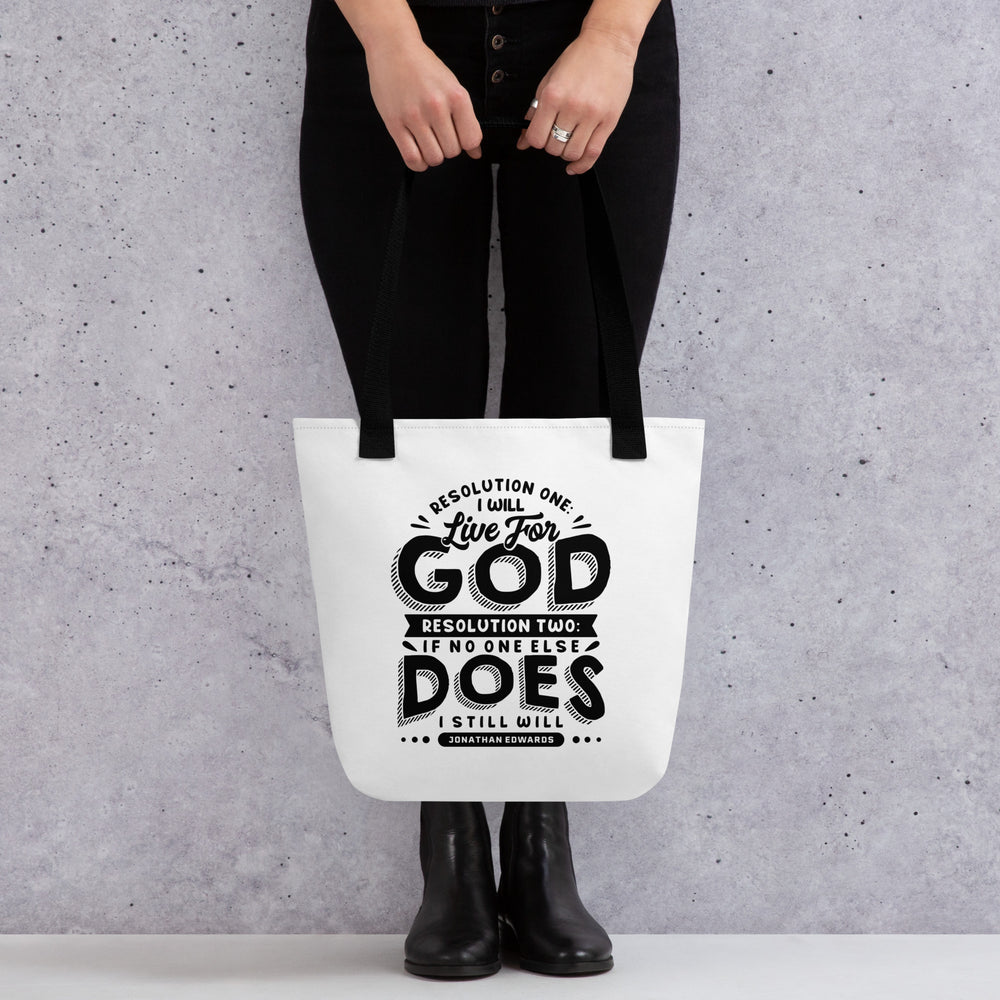 Christian Tote Bag Jonathan Edwards Live for God White Tote Bags