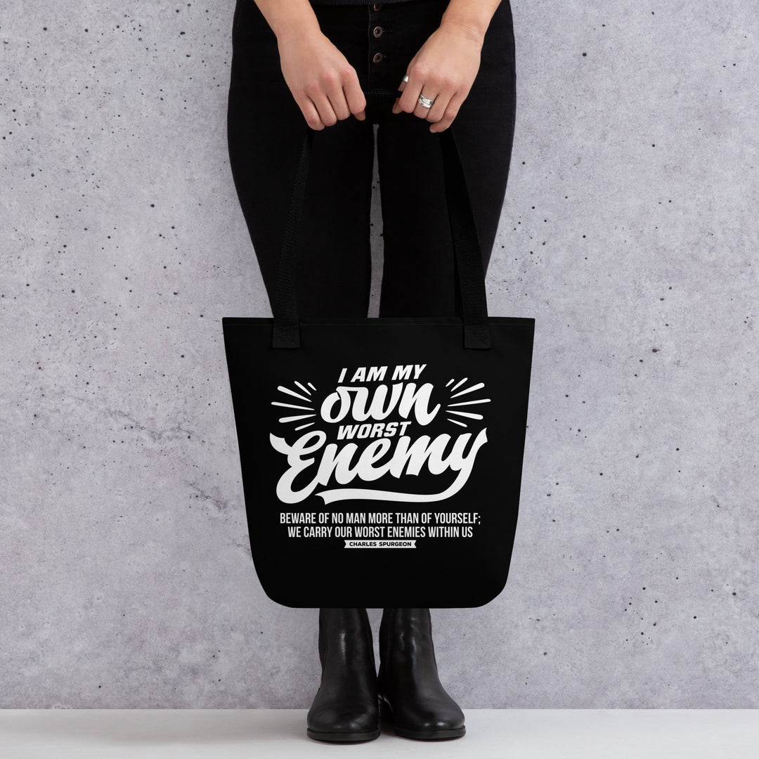 Christian Tote Bag Charles Spurgeon's Worst Enemy Black Tote Bags