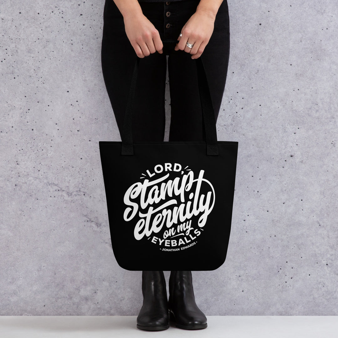 Christian Tote Bag Jonathan Edwards Stamp Eternity Black Tote Bags