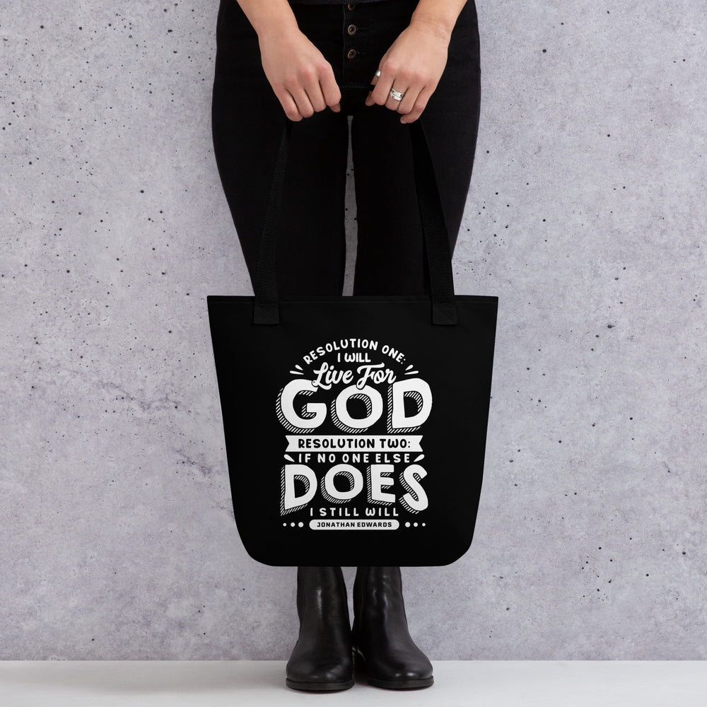 Christian Tote Bag Jonathan Edwards Live For God Black Tote Bags
