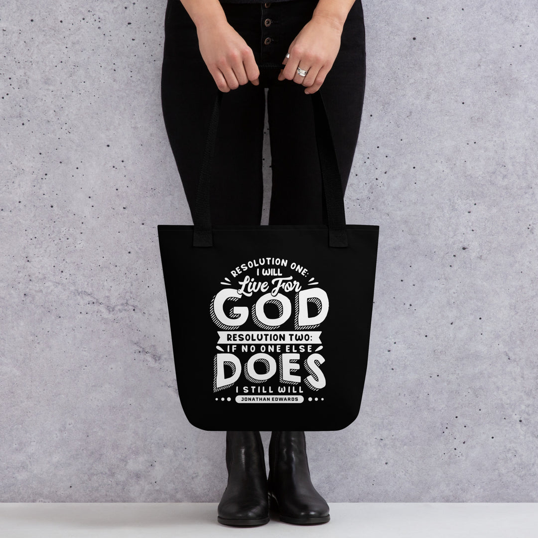 Christian Tote Bag Jonathan Edwards Live For God Black Tote Bags