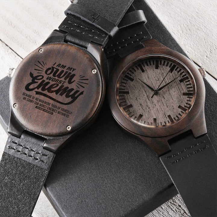 Christian Watch Charles Spurgeon's Worst Enemy Engraved Wooden Sandalwood Watches