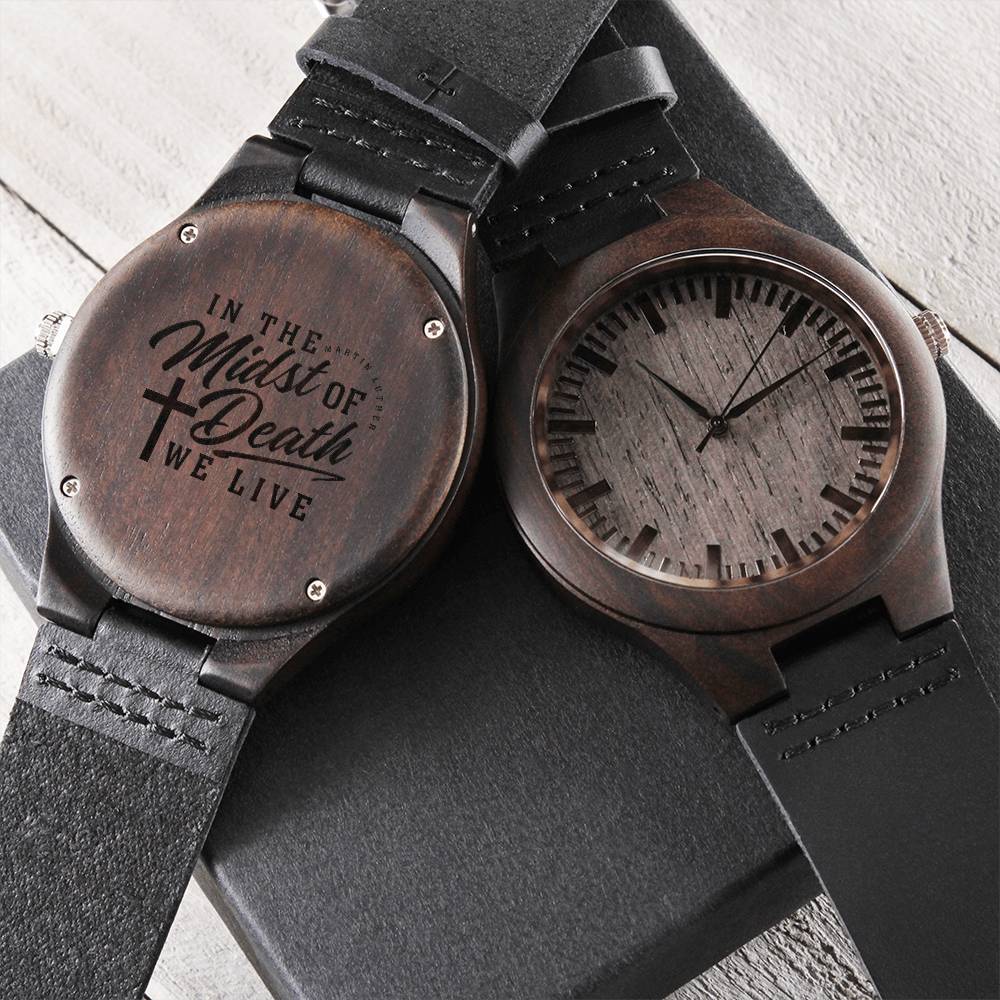 Christian Watch Martin Luther's In Midst of Death Engraved Wooden Sandalwood Watches