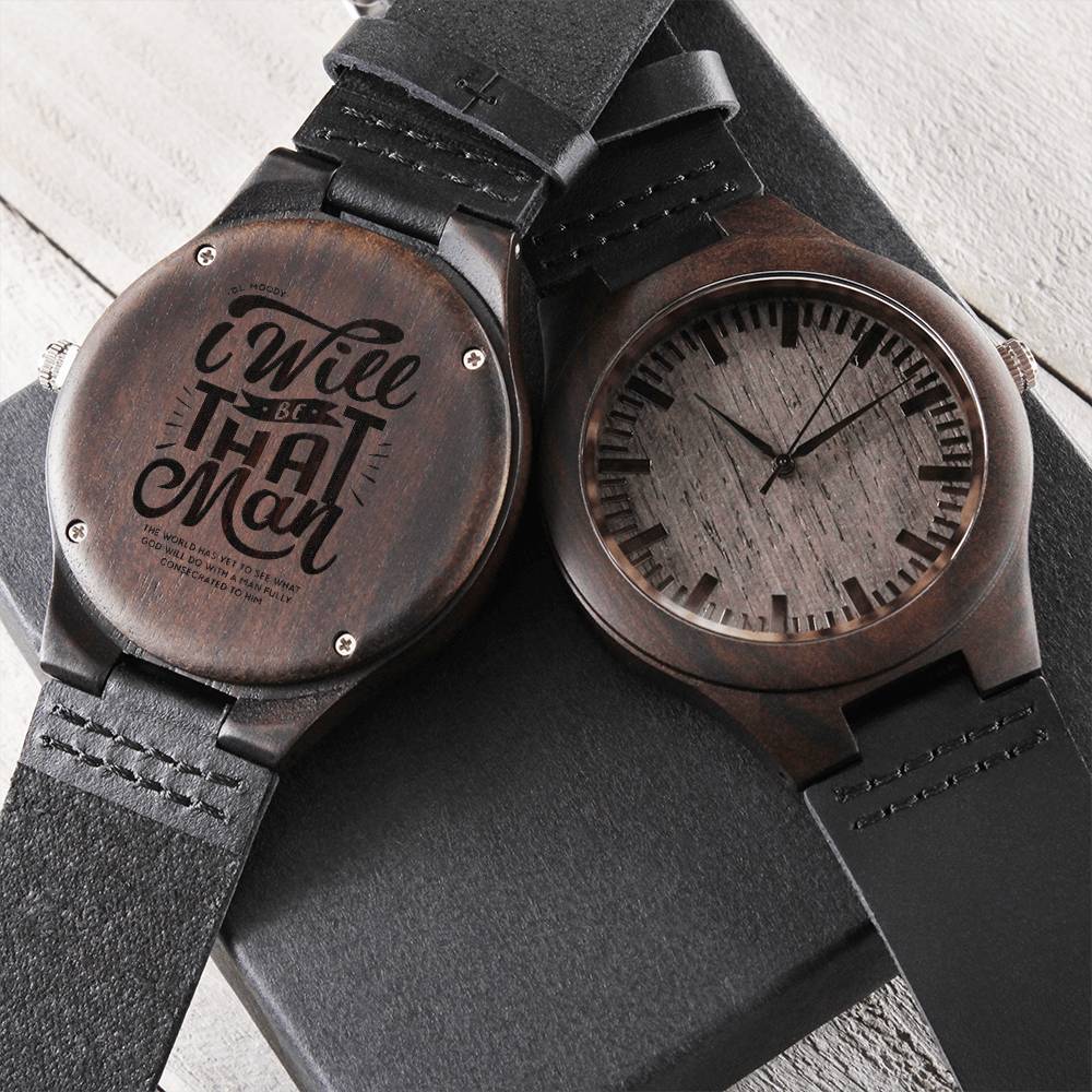 Christian Watch D.L. Moody's I Will Be That Man Engraved Wooden Sandalwood Watches