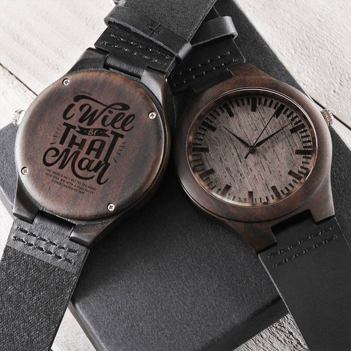 Christian Watch D.L. Moody's I Will Be That Man Engraved Wooden Sandalwood Watches