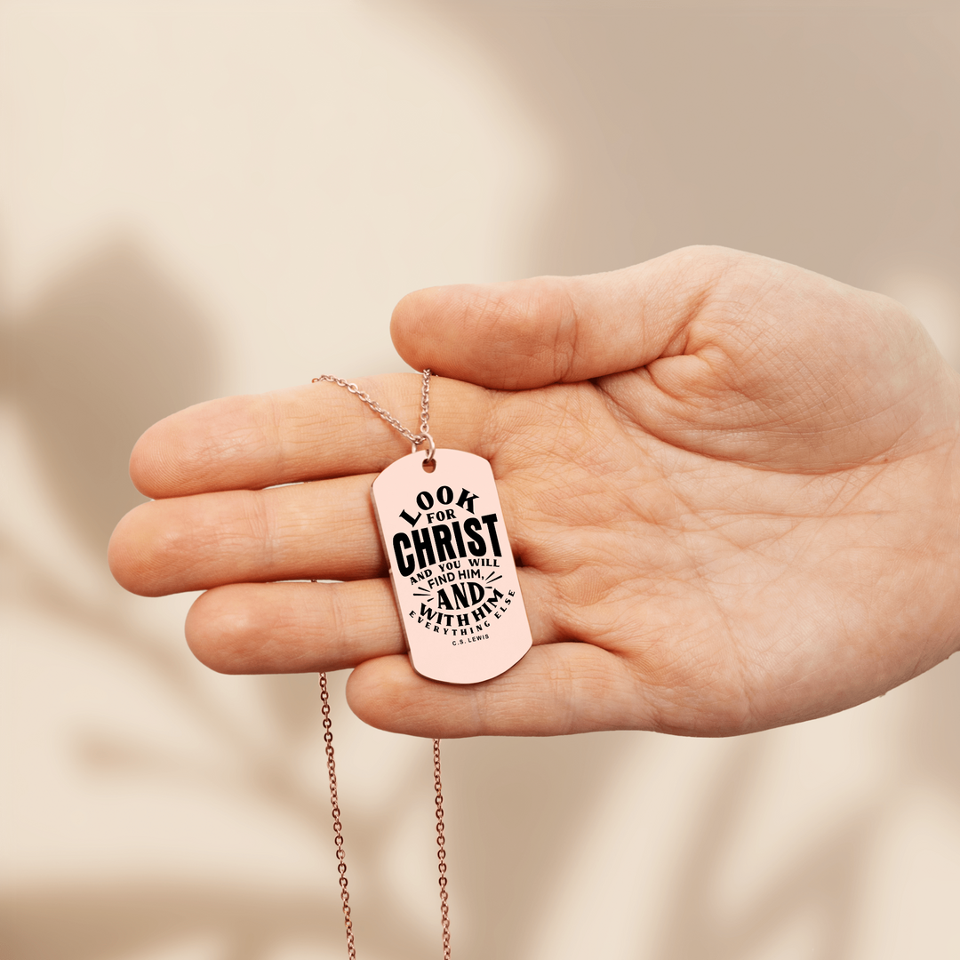 Christian Necklace C.S. Lewis Look For Christ Tag Tag Necklaces