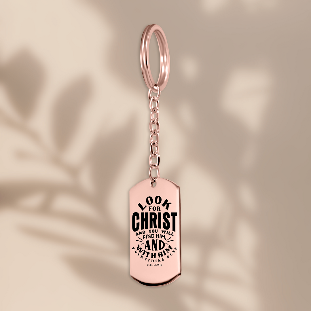 Christian Keychain C.S. Lewis Look For Christ Tag Tag Keychains