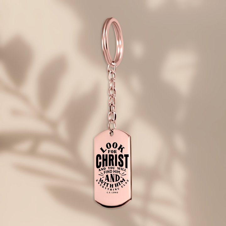Christian Keychain C.S. Lewis Look For Christ Tag Tag Keychains