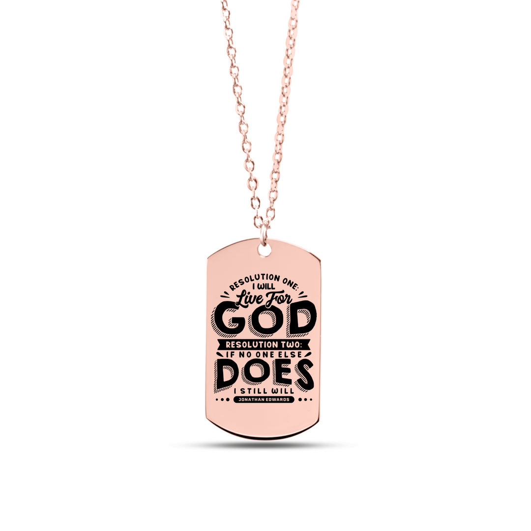 Christian Necklace Jonathan Edwards Live For God Tag Tag Necklaces