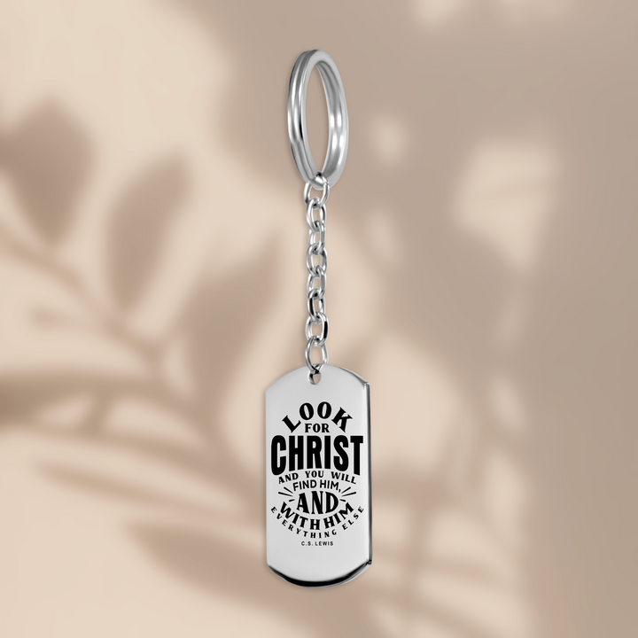 Christian Keychain C.S. Lewis Look For Christ Tag Tag Keychains