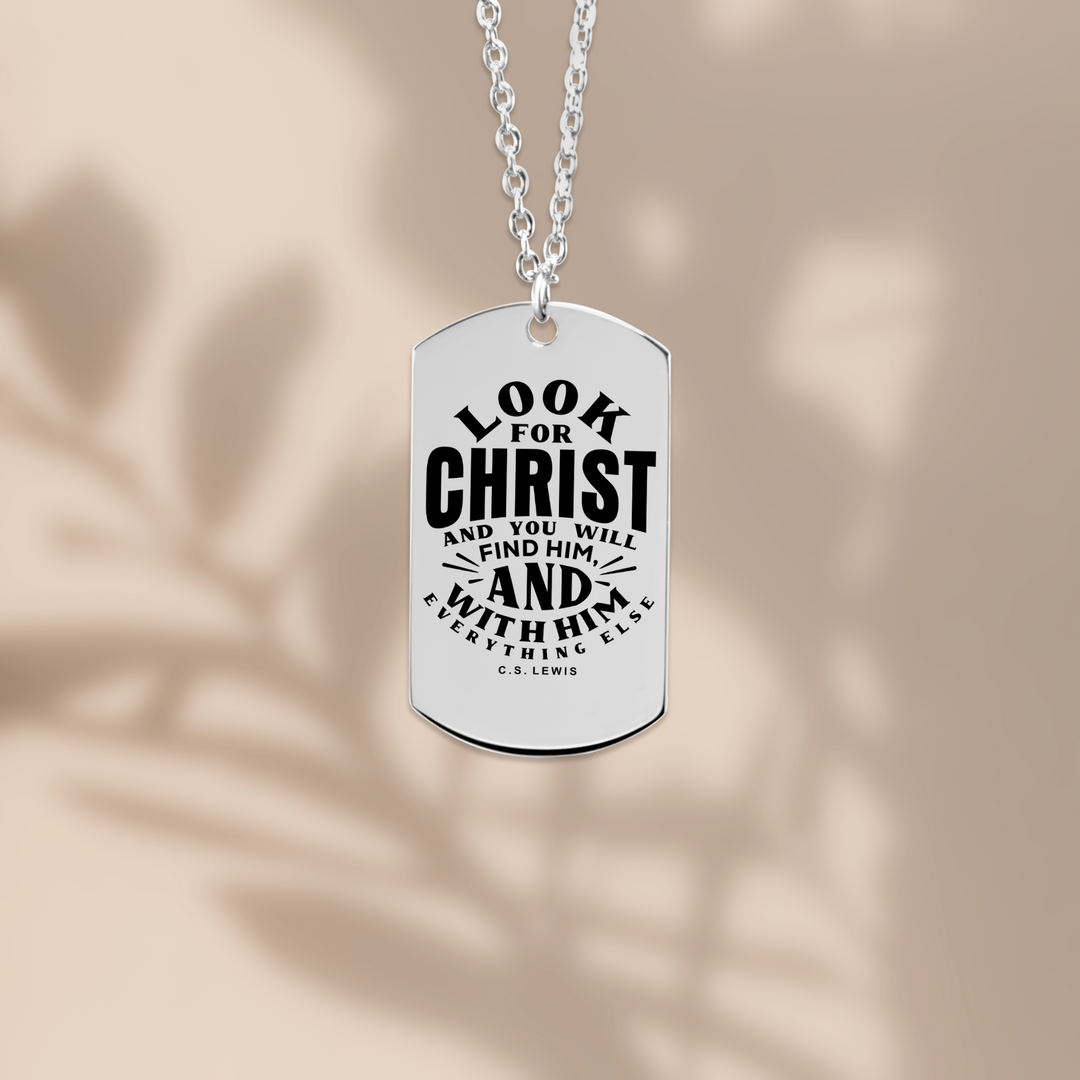Christian Necklace C.S. Lewis Look For Christ Tag Tag Necklaces