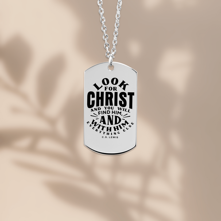 Christian Necklace C.S. Lewis Look For Christ Tag Tag Necklaces