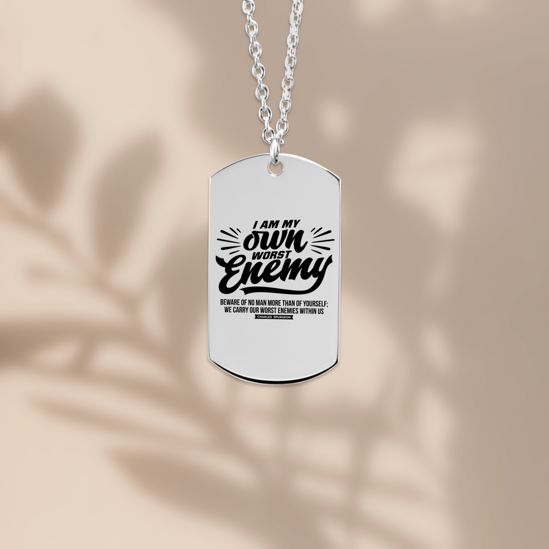Christian Necklace Charles Spurgeon's Worst Enemy Tag Tag Necklaces