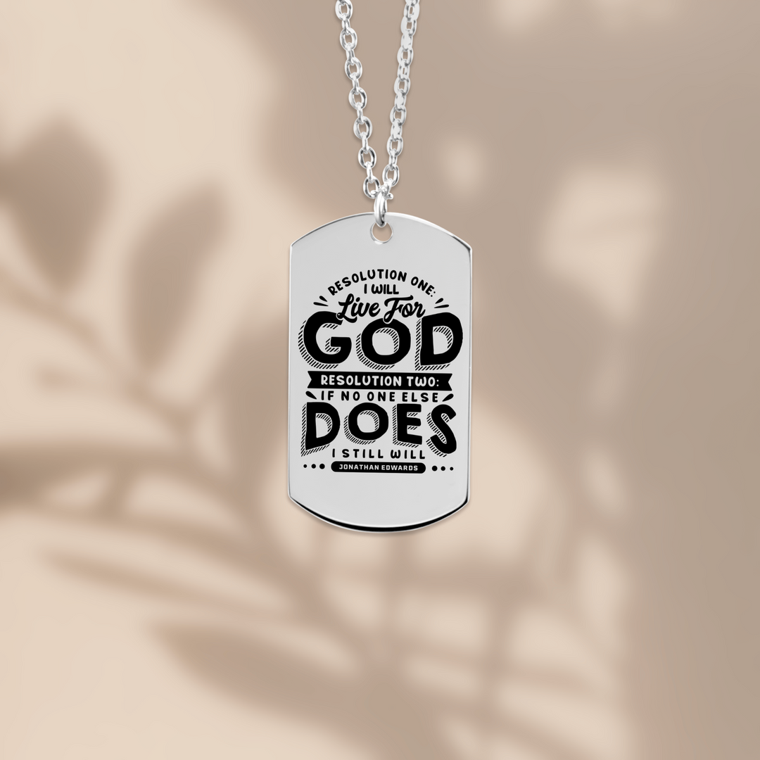 Christian Necklace Jonathan Edwards Live For God Tag Tag Necklaces