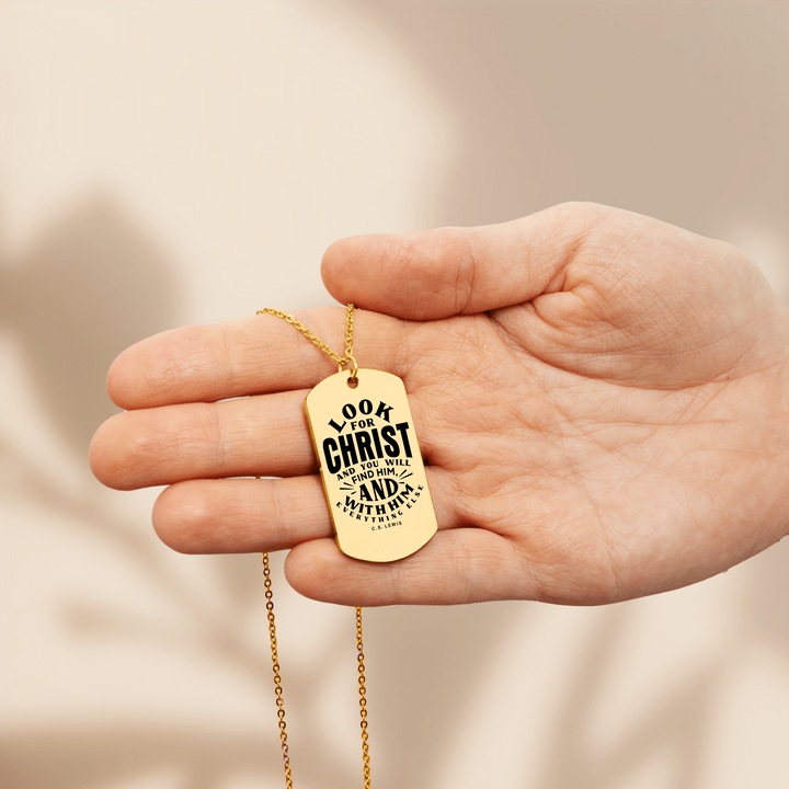 Christian Necklace C.S. Lewis Look For Christ Tag Tag Necklaces