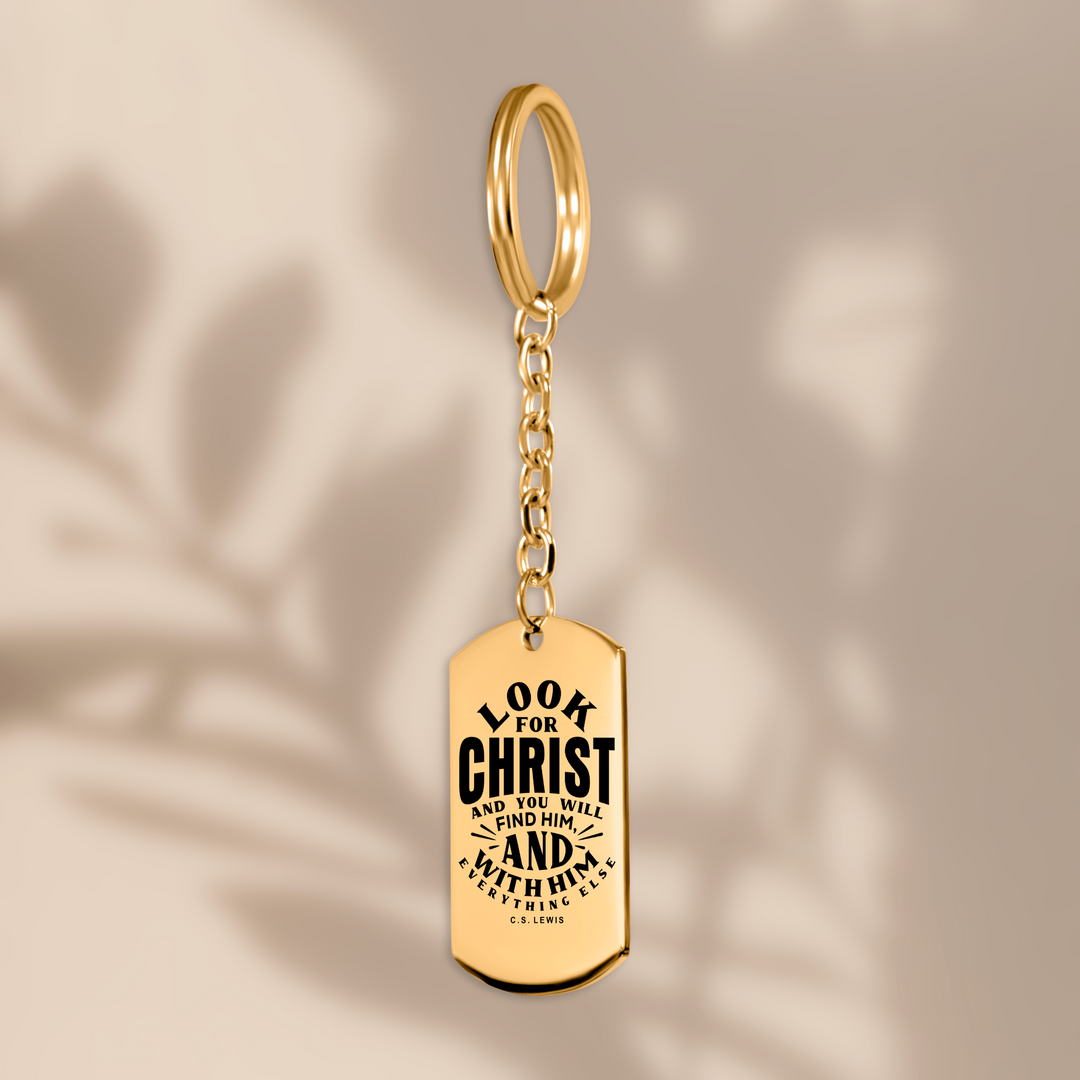 Christian Keychain C.S. Lewis Look For Christ Tag Tag Keychains