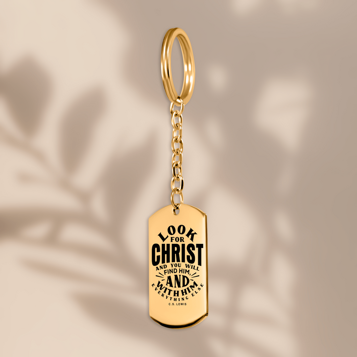 Christian Keychain C.S. Lewis Look For Christ Tag Tag Keychains