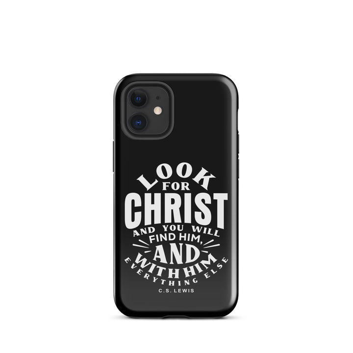 Christian Phone C.S. Lewis Case Look For Christ Black for iPhone® iPhone® Phone Cases Glossy iPhone 12 mini