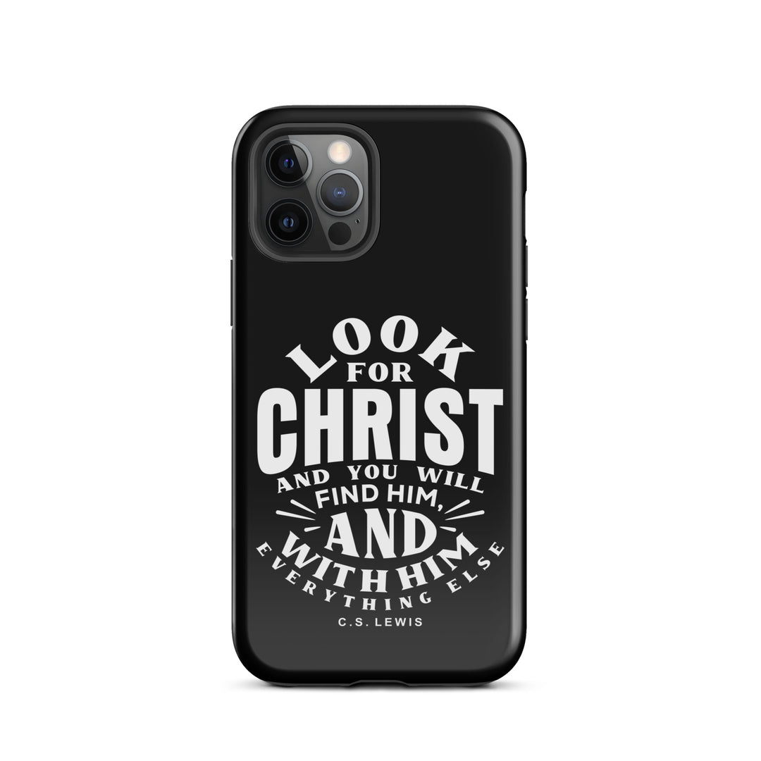 Christian Phone C.S. Lewis Case Look For Christ Black for iPhone® iPhone® Phone Cases Glossy iPhone 12 Pro