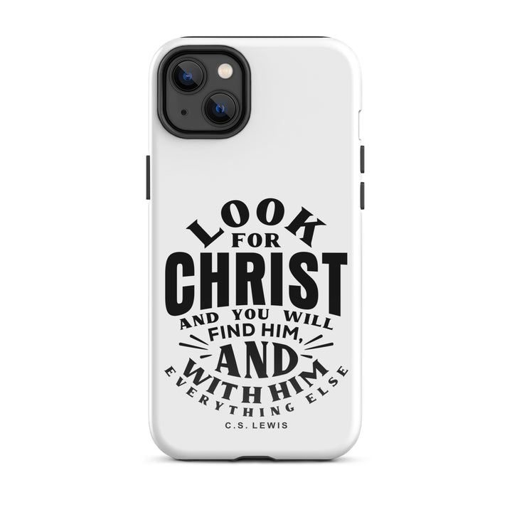Christian Phone C.S. Lewis Case Look For Christ White for iPhone® iPhone® Phone Cases Glossy iPhone 14 Plus