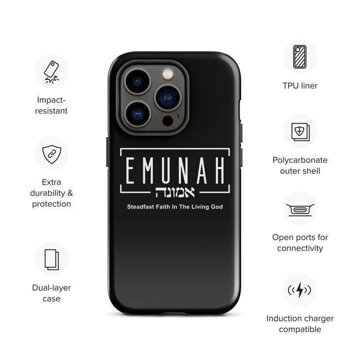Christian Phone Case Emunah Steadfast Faith Black for iPhone® iPhone® Phone Cases   