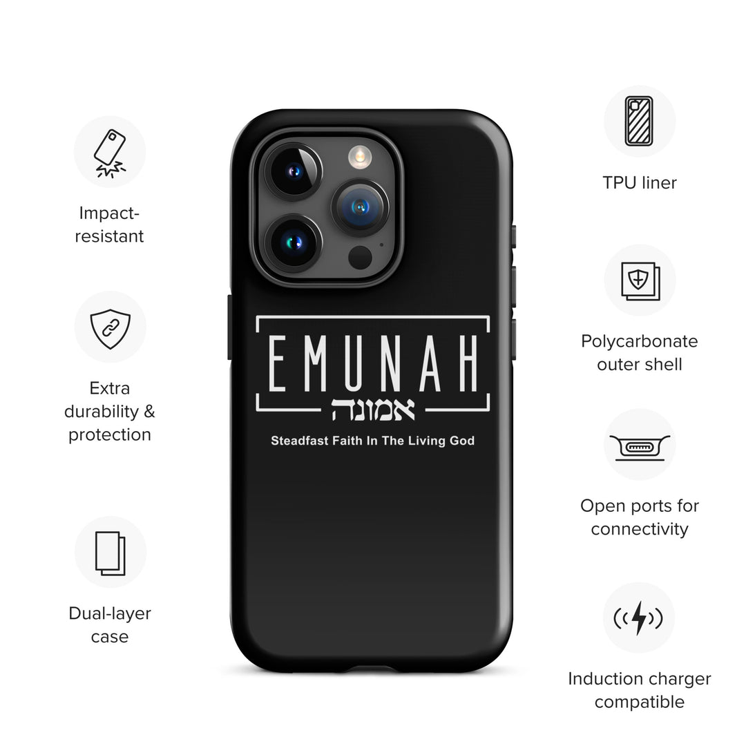 Christian Phone Case Emunah Steadfast Faith Black for iPhone® iPhone® Phone Cases   