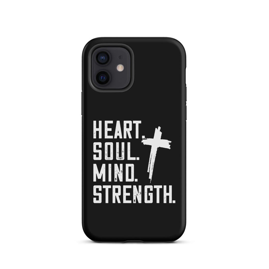 Christian Phone Case Heart Soul Mind Strength Black for iPhone® iPhone® Phone Cases Matte iPhone 12 