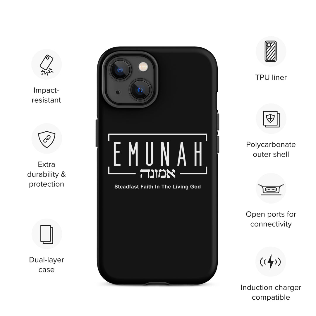 Christian Phone Case Emunah Steadfast Faith Black for iPhone® iPhone® Phone Cases   