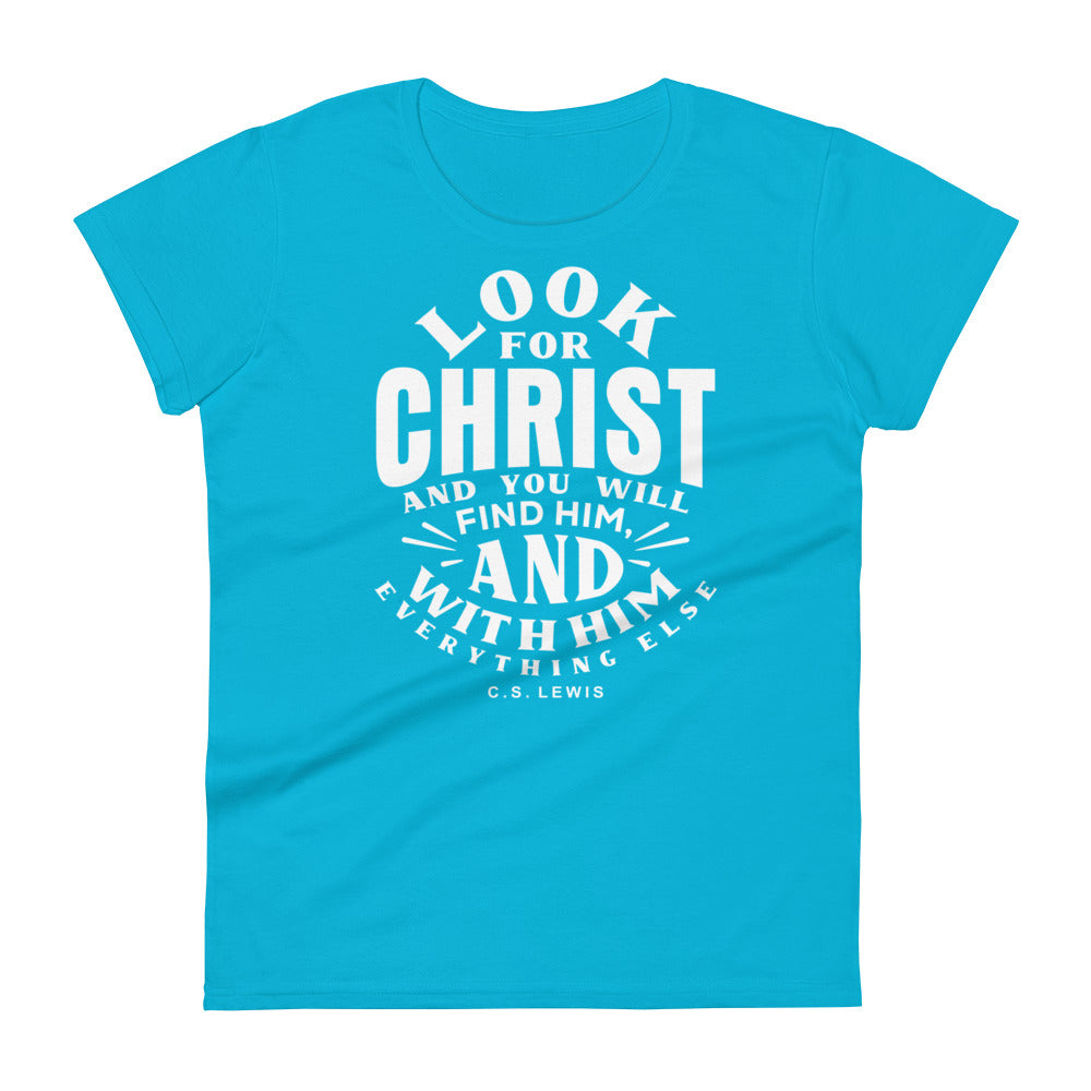 C.S. Lewis Look For Christ Women's Tee Women's Tee Caribbean Blue S