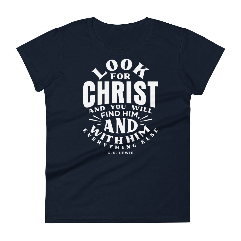 C.S. Lewis Look For Christ Women's Tee Women's Tee Navy S